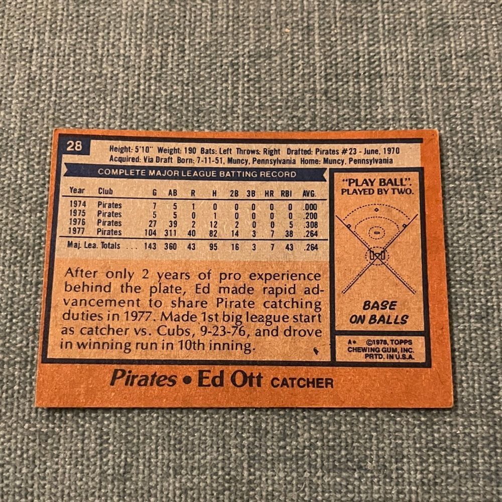 1978 Topps Pittsburgh Pirates Baseball Card Trading Card - Picture 2 of 2